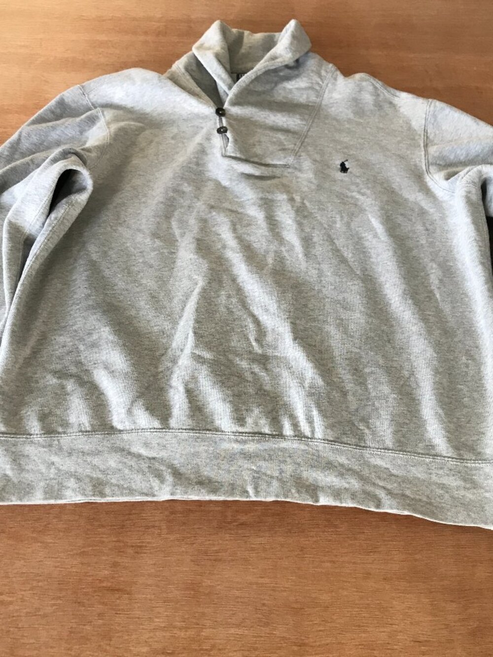 Polo Ralph Lauren Sweatshirt Men XXL Gray Shawl Collar Elbow Patch Pullover